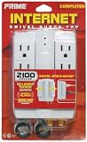 Prime PB004105 Computer Internet 6-Outlet 2100 Joule Swivel Surge Tap Protector RJ11 Coax Audible Alarm Auto-Shutdown, White