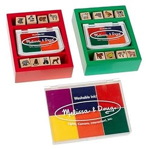 Melissa & Doug Baby Zoo & Farm Animals With 6 Color Stamp Pad Set
