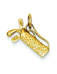 14K Yellow Gold Golf Bag & Clubs Charm Golfing Sports