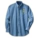 Personalized custom embroidered yellow Navy support ribbon design on denim shirt