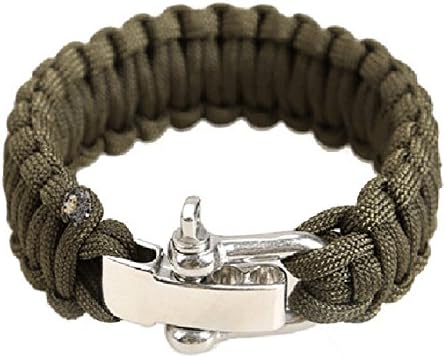 Men's Adjustable Steel Buckle 7 Core Outdoor Life-Saving Parachute Rope Bracelet Brown