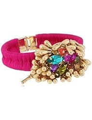 Betsey Johnson "Carnival" Crystal Cluster Hinged Bangle Bracelet, 8"