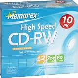 Memorex 700MB/80-Minute 12X CD-RW Media (10-Pack with Slim Jewel Cases)