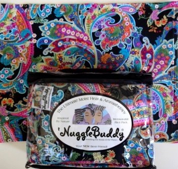 'NUGGLEBUDDY NEW! Microwave Moist Heat & Aromatherapy Organic Rice Pack. Cold Pack. Gorgeous " Paradise Paisley" Fabric with PURE PEPPERMINT Aromatherapy