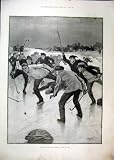 1898 ICE HOCKEY AMERICA MEN PLAYING WINTER SHOT GOAL