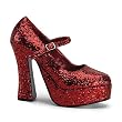 5 Inch Heel Red Glitter Platforms Chunky Heel Ruby Slippers Costume Accessory