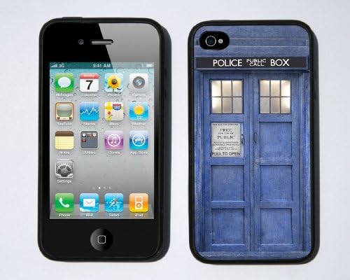 Doctor Who Inspired Blue Tardis Case for iPhone 4 / 4s By Little Brick Press (Hard Silicone Rubber Case)