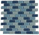 Interceramic INSBG1X2ARCCT Shimmer Blends Mosaic Glass Tile, 1-by-2-Inch Tile on a 12-by-12-Inch Mosaic Mesh, Arctic Gloss, 11-Pack