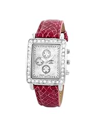 Golden Classic Womens 8122_pink Color Blind Rectangle Mother of Pearl Leather Strap Watch