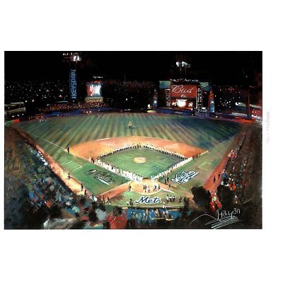 Professionally Framed New York Mets (Shea Stadium) Sports Poster Art Print - 13x19 with RichAndFramous Black Wood Frame