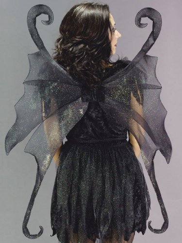Large Black Fairy Wings Gothic Fairy Theatre Costumes Accessory Sizes: One Size