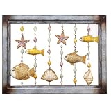 32 Vibrant Tropical Fish and Shell Bead Framed Wall Art by CC Home Furnishings
