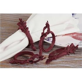 4 Red Metal Napkin Rings ~ Old World Style by Creative Co-op