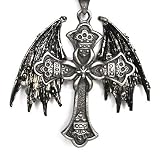 Wing Cross Gothic Necklace Demon Angel Evil Bat Vampire