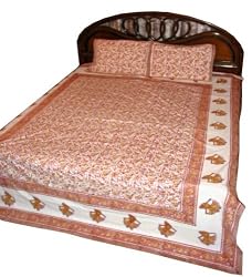 Red Indian Cotton Coverlet Bedspread Block Print Bedroom Decorating King/queen(3pc Set) 108"