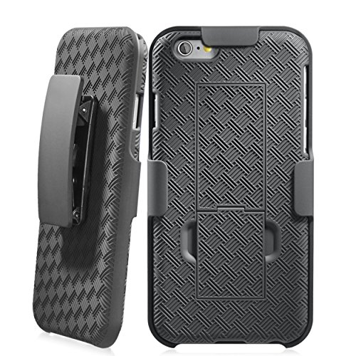 iPhone 6s Case,iPhone 6 Case,[4.7inch]by Ailun,Dual Layer Holster&Hard Shell Back Cover,Belt Clip,Built-in Kick Stand,Shock-Absorption&Skid-proof,Anti-Scratch&Fingerprint&Oil Stain case[black]