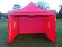 3m x 3m Red Easy Pop-Up Strong Steel Outdoor Gazebo with side panels
