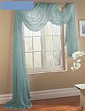 Gorgeous Home *DIFFERENT SOLID COLORS* AND ALSO *ANIMAL PRINT* 1PC SCARF VALANCE SOFT SHEER VOILE WINDOW TOPPER SWAG PANEL CURTAIN 216" LONG (SLATE FADED BLUE)