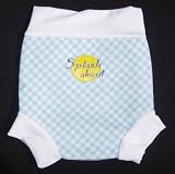 Happy Nappy: Blue Gingham Print with White rib, Small ( birth - 2 months)