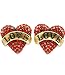Rockabilly Red Heart Love Engraved Earrings
