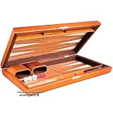 Backgammon Board Game Set Inlaid Wood Case 17''