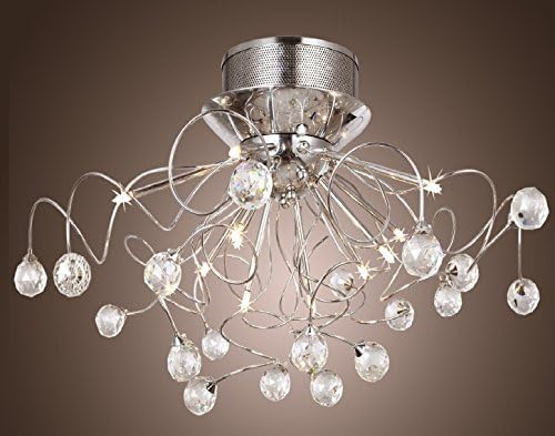 Contempo Collection Flush Mount Contemporary Chandelier Ceiling Light Fixture for Hallway Down-light Crystal Rain Drop - Bulbs included