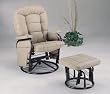 Bone Deluxe Swivel Leatherette Glider Recliner w/Ottoman By Coaster Furniture