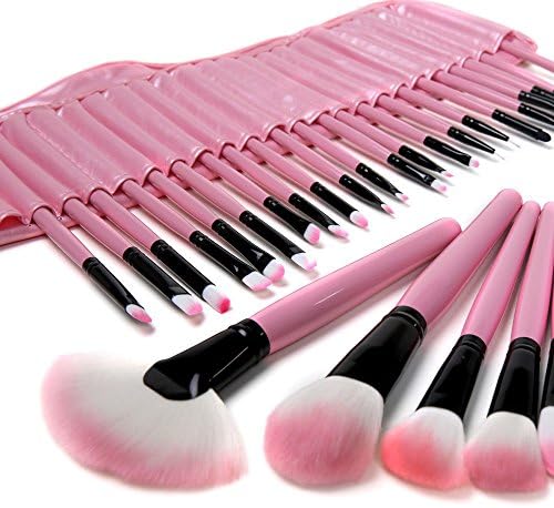 32 Pcs Pink Pro Superior Soft Cosmetic Makeup Brush Set Kit with Pouch Bag Case