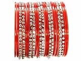 Beachcombers! Ethnic Glass Indian Bangles Belly Dance Bracelets Set Red