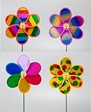 658　風車ピック　カラフルフラワー　シングル　4本セット