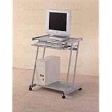 Coaster Contemporary Computer Workstation Office Desk / Table, Silver Finish