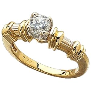 14K Yellow Gold Tulip Set Diamond Engagement Ring (Center stone is not included)