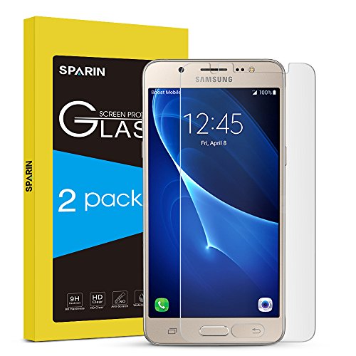 SPARIN Galaxy J5 2016 Screen Protector, [2 PACK]Tempered Glass Screen Protector for Samsung Galaxy J5 2016 with [Scratch Resist] [Bubble Free Install] [2.5D Curved Edge] [HD Clear] +