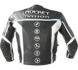 Joe Rocket Nation Mens Sport Leather Jacket - Black/Black/White - 48