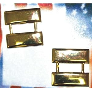 Captain Gold Colored Uniform Bars Pins (Set of 2)