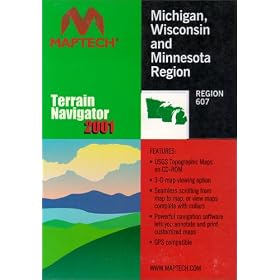 Maptech TNav Topo CD Rom-  Michigan, Wisconsin & Minnesota