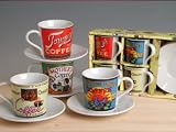 Produkt-Bild: 4 Espressotassen Coffeebrands Porzellan Kaffeetassen