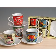 Espressotassen Coffeebrands 4 Tassen - mit Untertassen im Geschenkkarton