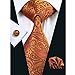 Hi-Tie Mens Orange Silk Tie Hanky Cufflinks set 6 Styles for Choose