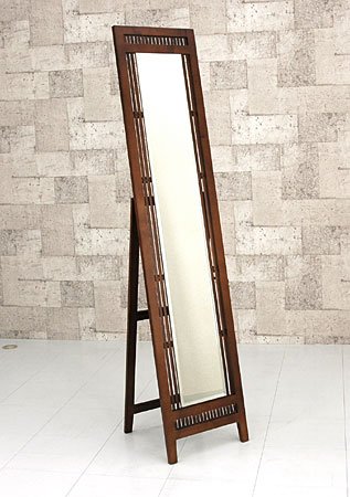 アジアン バンブースタンドミラー姿見 