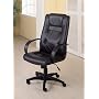 Executive Black All Real Leather Office Desk Chair With Gas Lift And Tilt Function