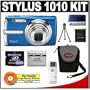 Olympus Stylus 1010 10.1MP Digital Camera with 7x Optical Zoom (Blue) + Olympus 2GB Card + Spare Li-50B Battery + Card Reader + Compact Padded Camera Case
