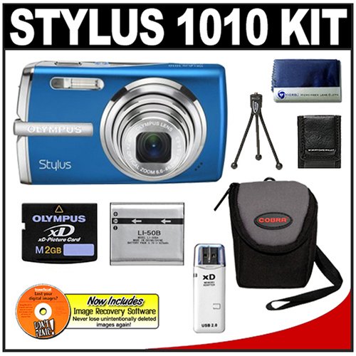 Olympus Stylus 1010 10 MP Digital Camera with 7x Optical Zoom + Olympus 2GB Card + Spare Li 50B Battery + Card Reader + Compact Padded Camera Case