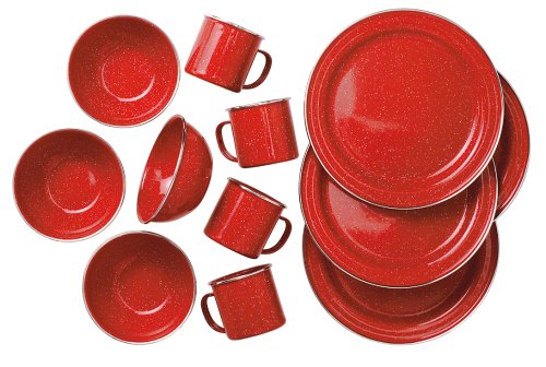 GSI Outdoors Pioneer 12 Piece Red Enamel Table Set GSI Outdoors Pioneer 12 Piece Red Enamel Table Set
