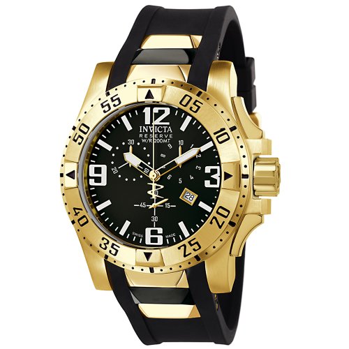 Invicta Men's 6268 Reserve Collection Chronograph 18k Gold-Plated Black Rubber Watch