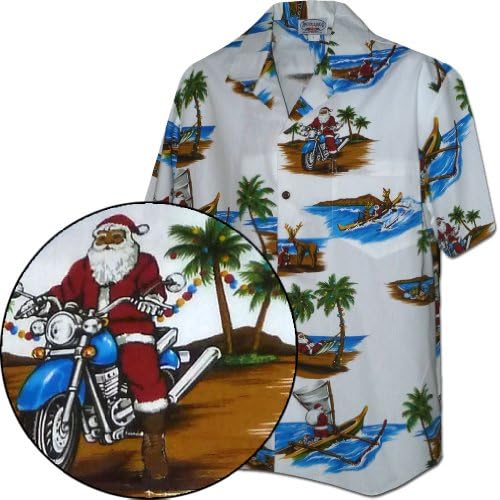 Santa in Paradise Christmas Hawaiian Shirt White 4XL(410-3791)