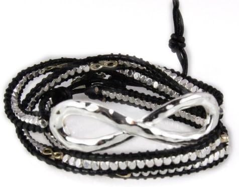 4030824 Infinity Leather Wrap Bracelet Eternity Symbol Bead Beaded Style Fashion