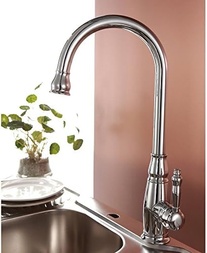 WFU® N1501 Classic Single Handle High Arc Kitchen Sink Faucet with Swivel Spout - Chrome