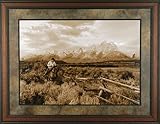 IMAGE OF Riding Fences Robert Dawson 41x31 Gallery Quality Framed Art Print Western Horse Cowboy Picture