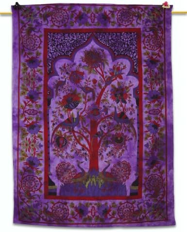 Ethnic Tree Design Purple Tapestry Decorative Wall Décor Indian Art 80" X 56"